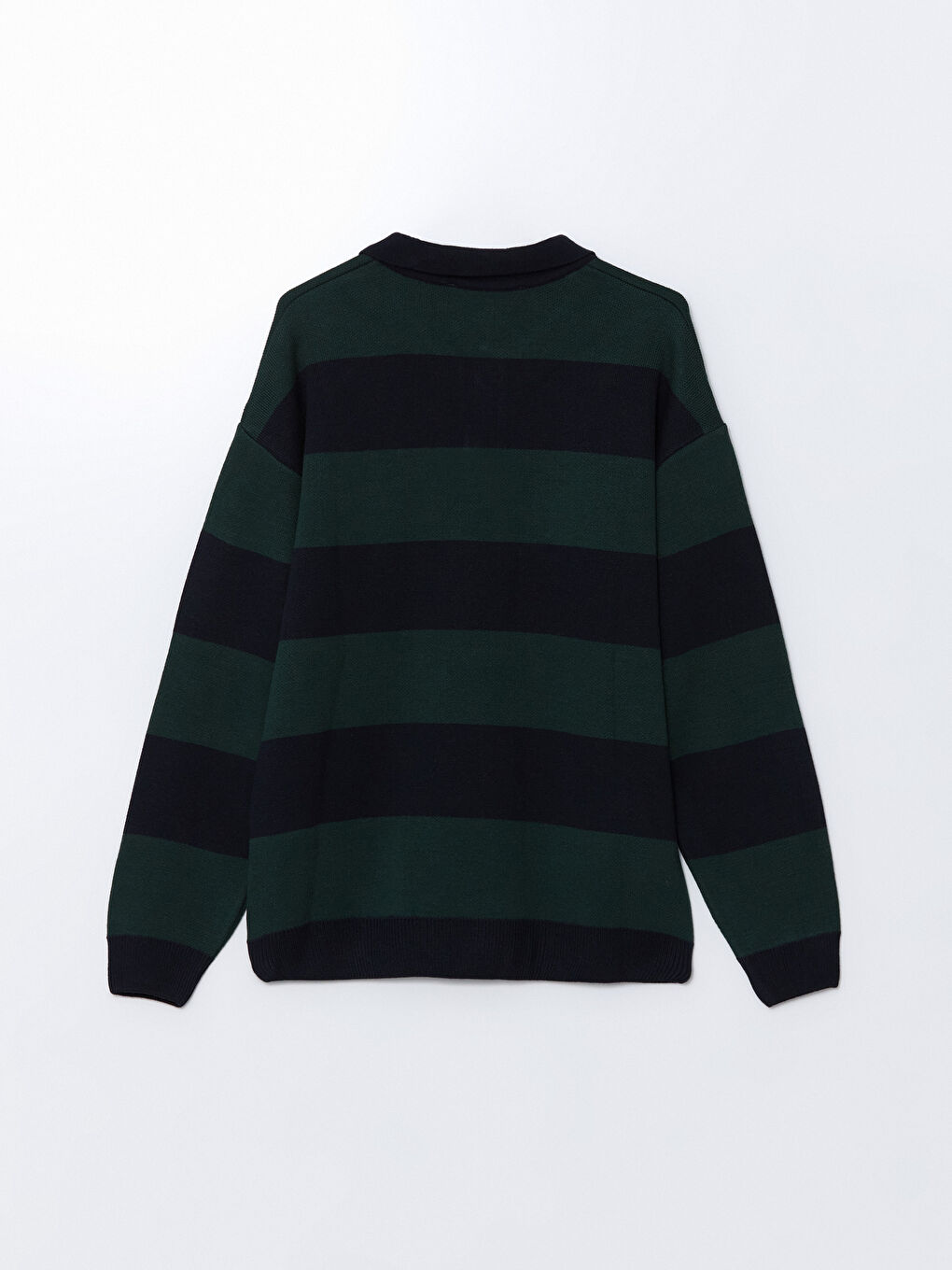 Polo Neck Long Sleeve Striped Men's Tricot Sweater -S5MK47Z8-HRZ