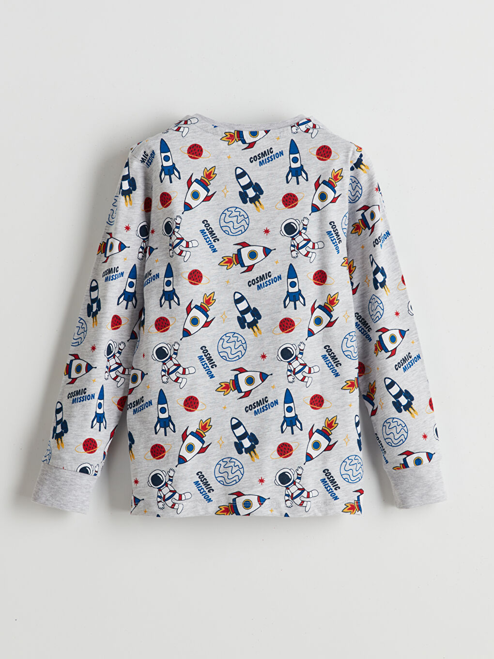 Gri Bisiklet Yaka Erkek Çocuk Pijama Takımı-2