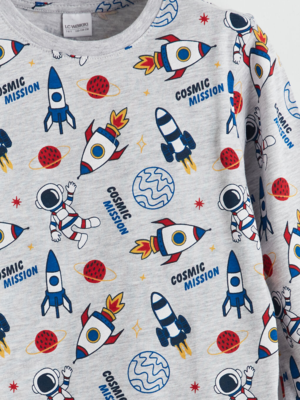 Gri Bisiklet Yaka Erkek Çocuk Pijama Takımı-5