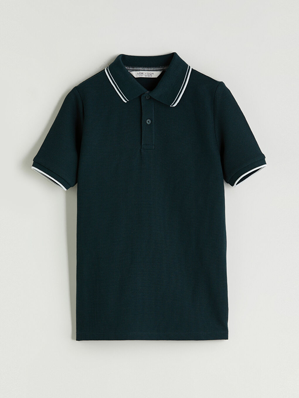 Yeşil Polo Yaka Dokulu Erkek Çocuk Tişört