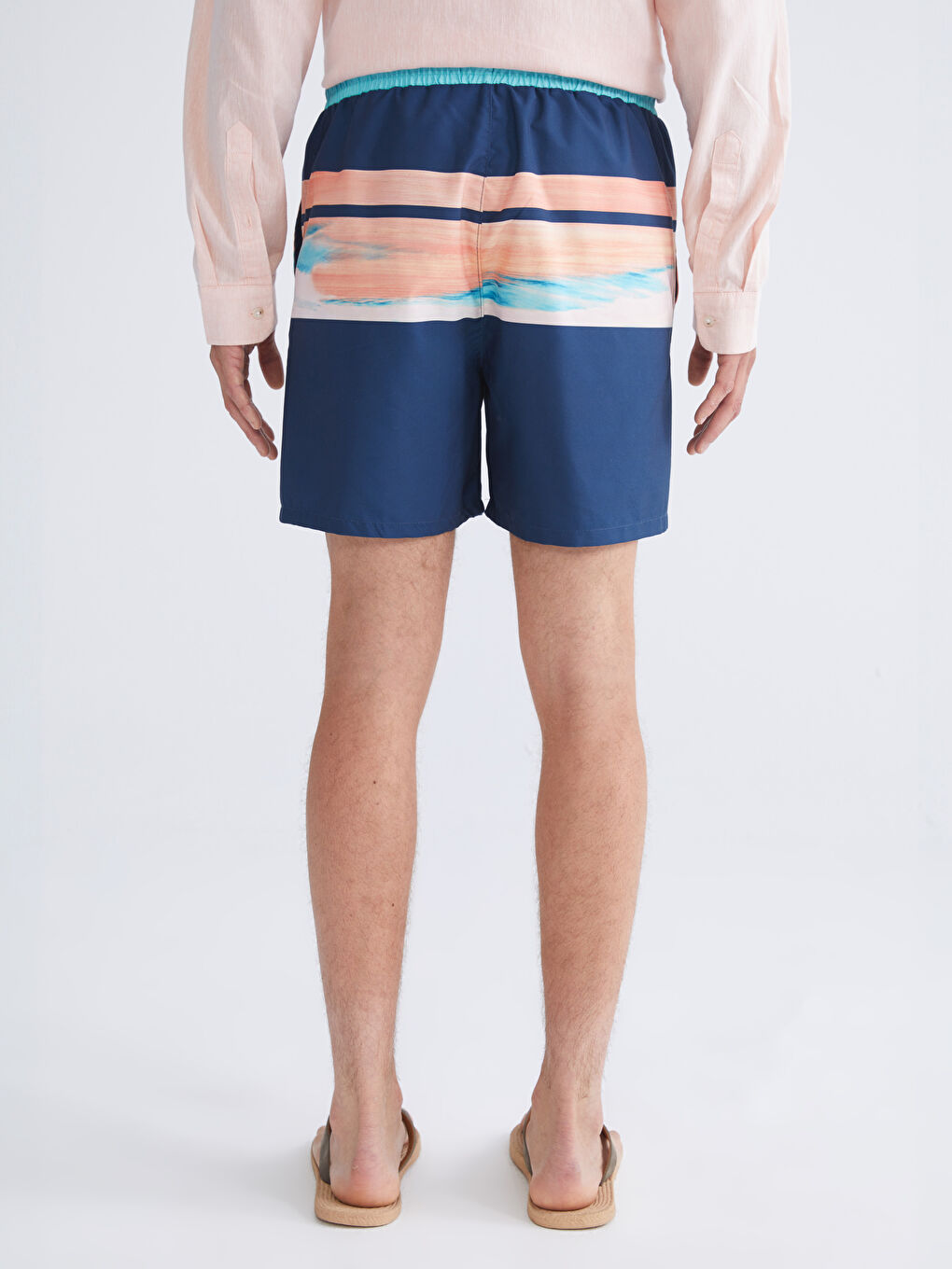 Short Patterned Men's Swimming Shorts-3