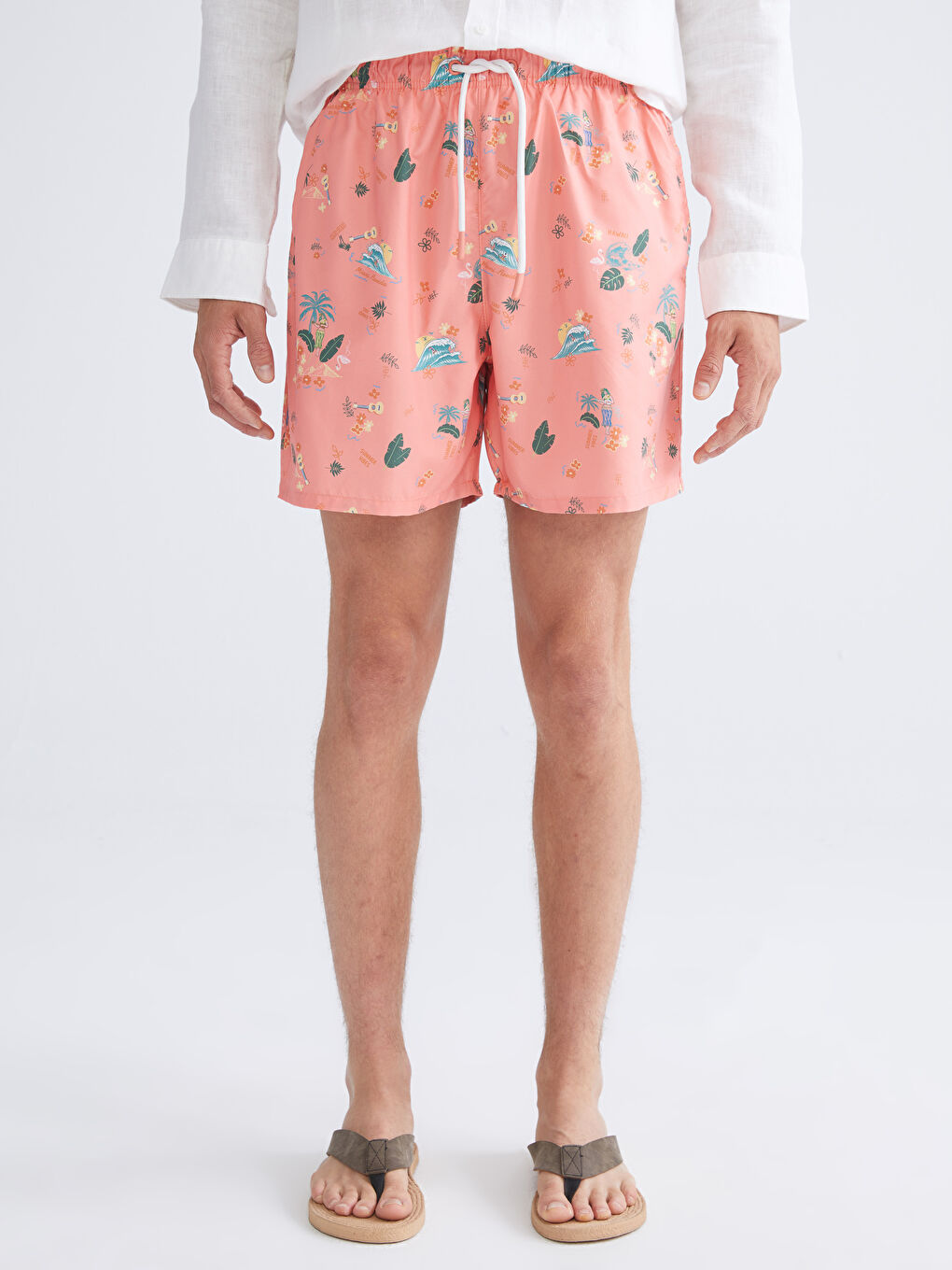 Short Patterned Men's Swimming Shorts-1