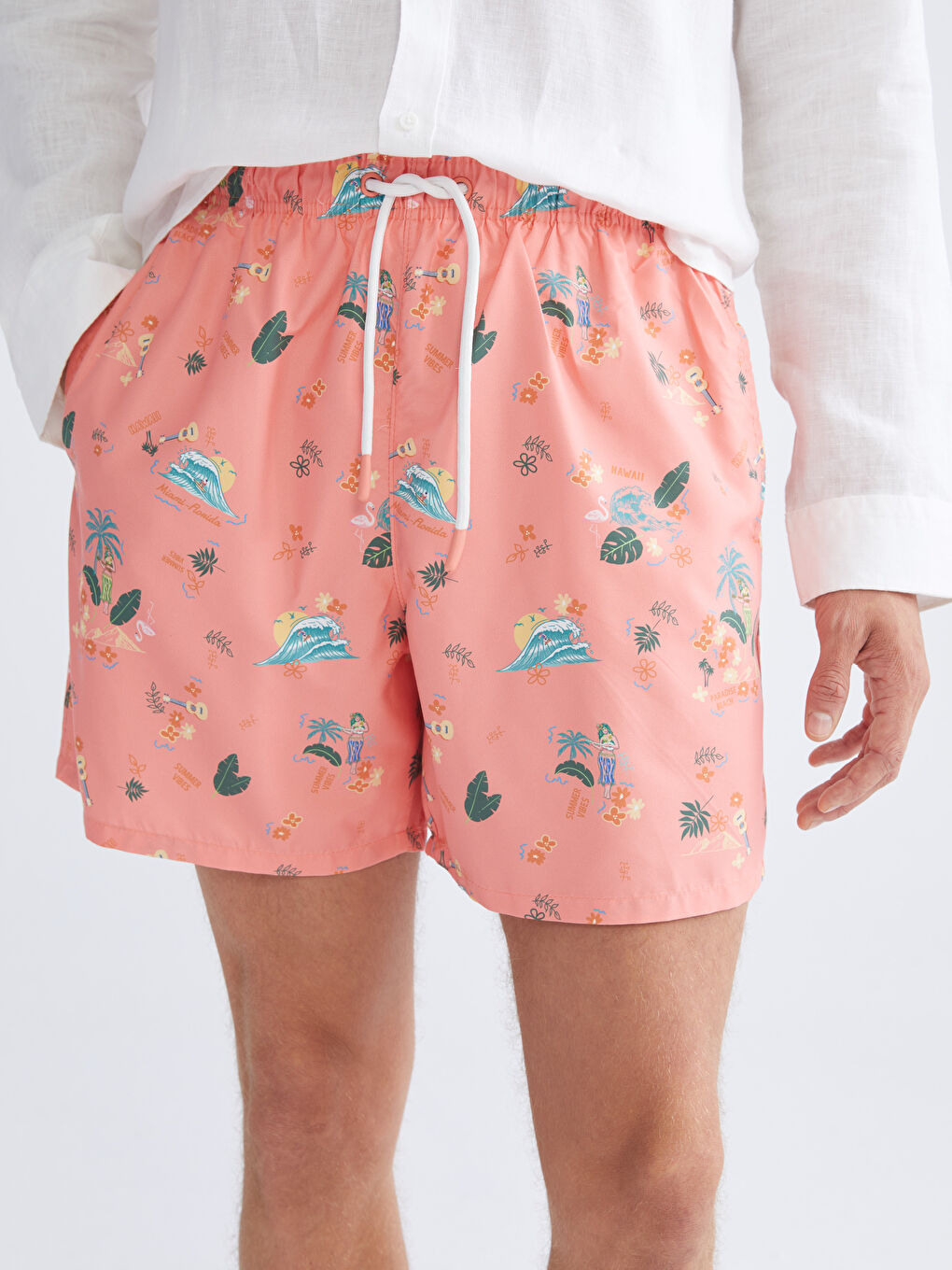Short Patterned Men's Swimming Shorts-2