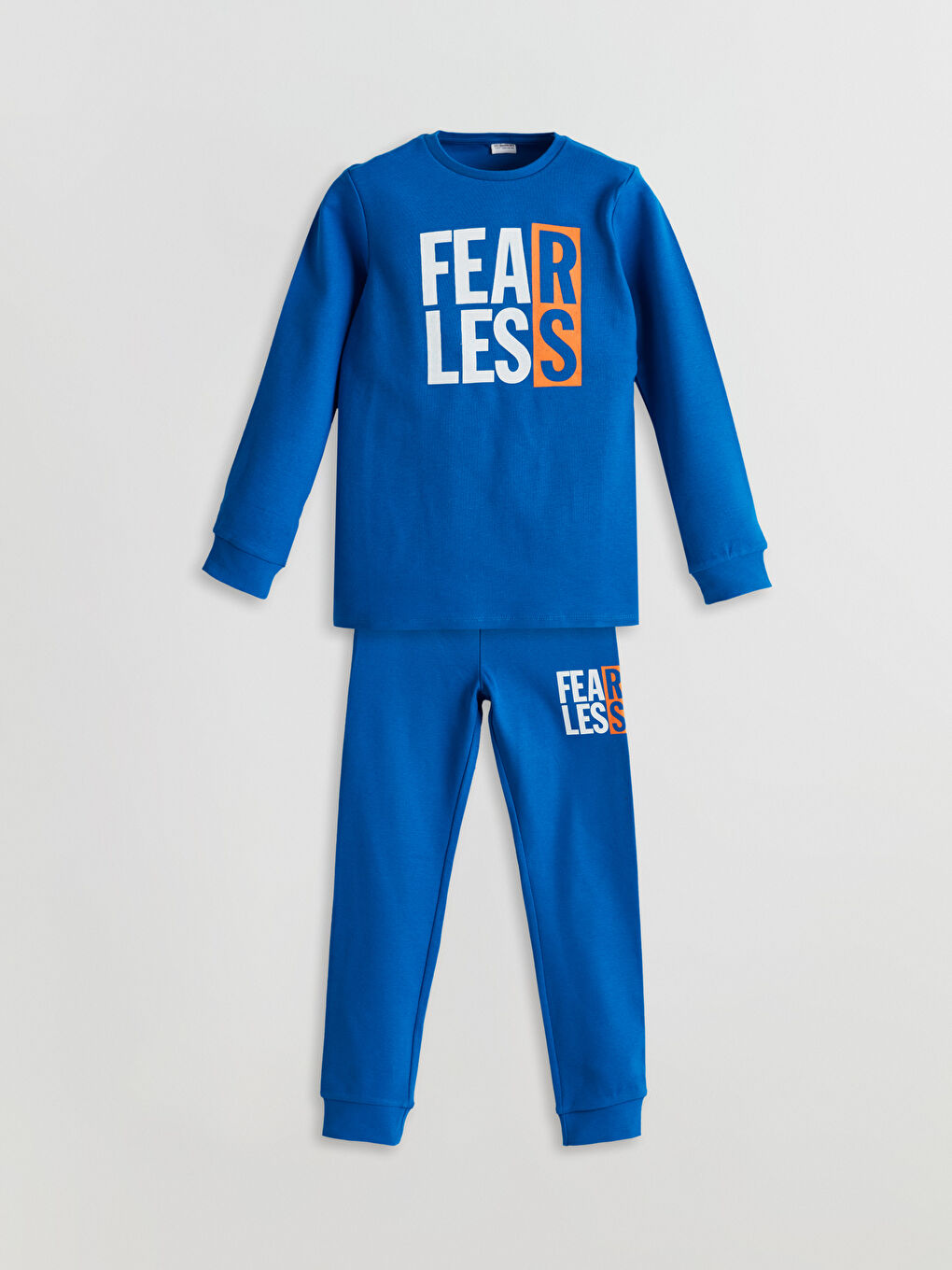 Mavi Bisiklet Yaka Erkek Çocuk Pijama Takımı