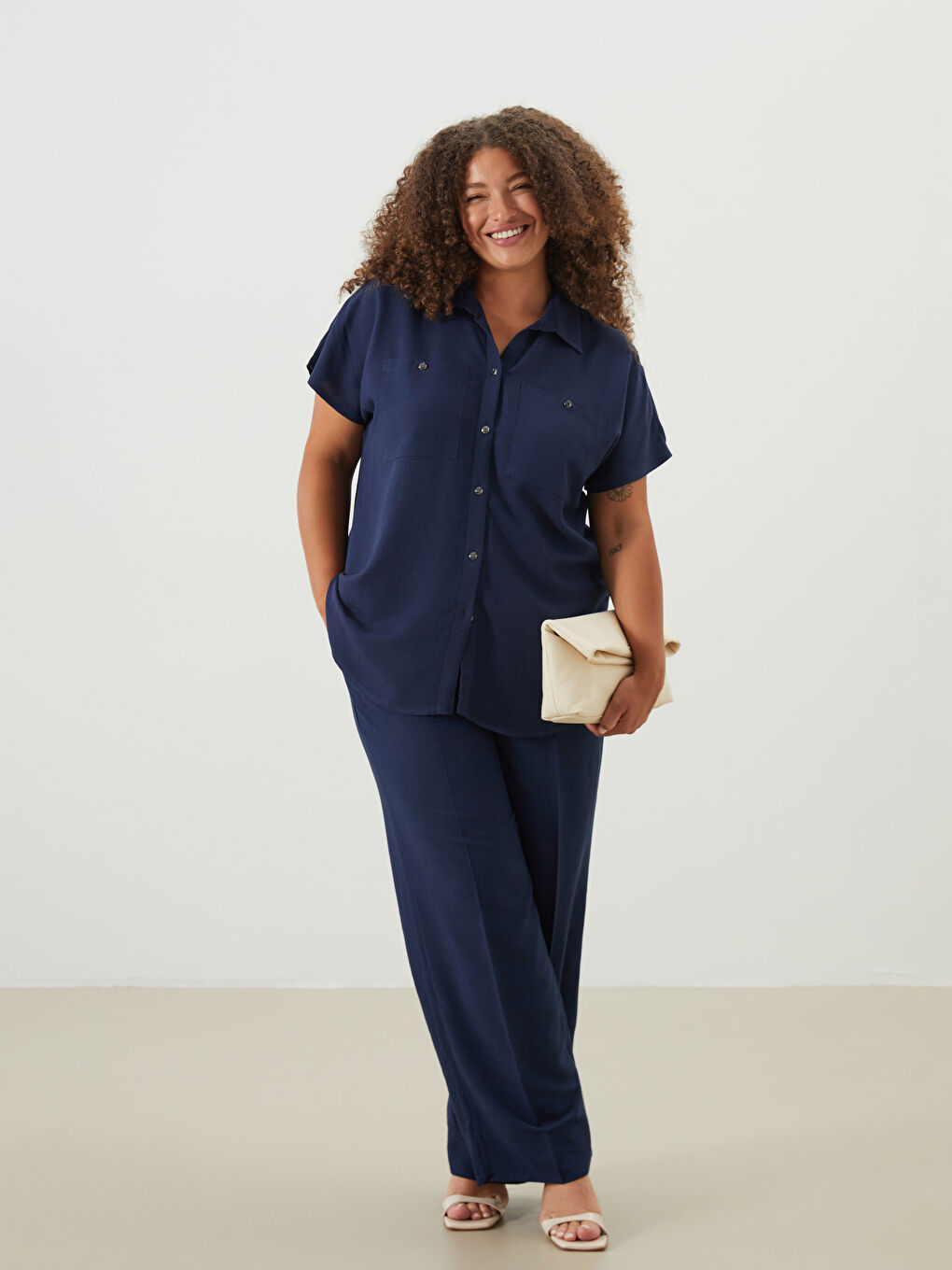 LCW Grace Women's Elastic Waist Linen Blend Trousers -S5ML25Z8-CTG