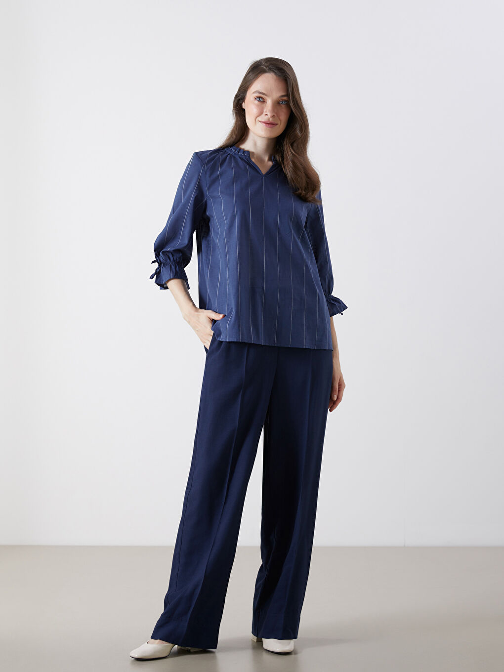 LCW Grace Women's Elastic Waist Linen Blend Trousers -S5ML25Z8-CTG