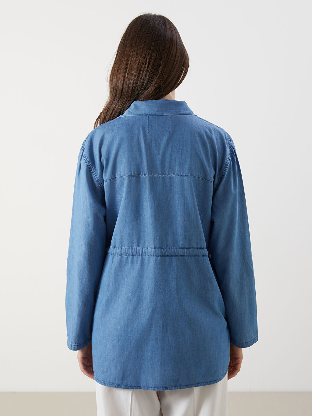 Collared Neck Women's Denim Tunic -S5ML28Z8-563
