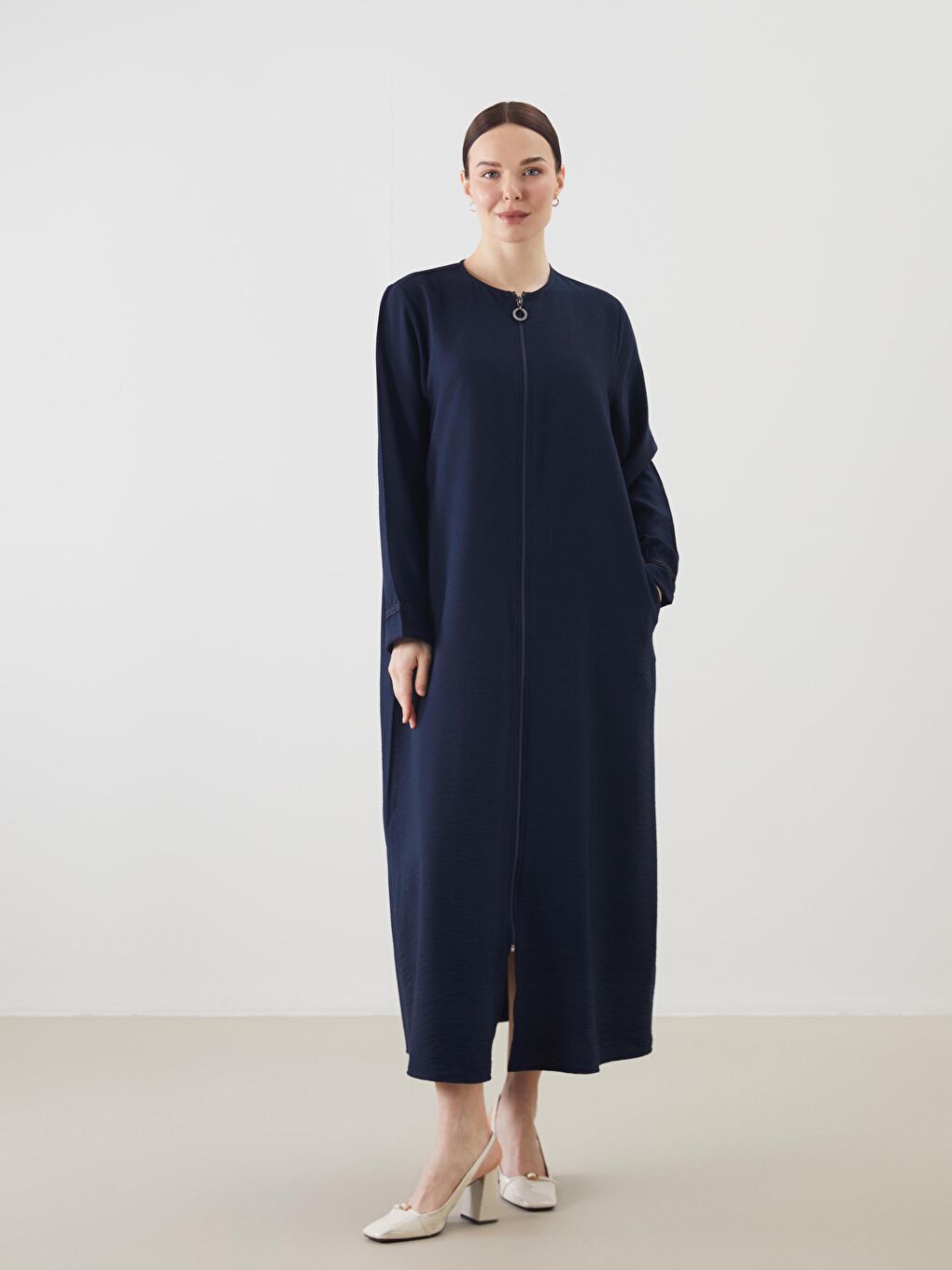 Crew Neck Linen Look Women'S Coat -S5ML30Z8-HPN