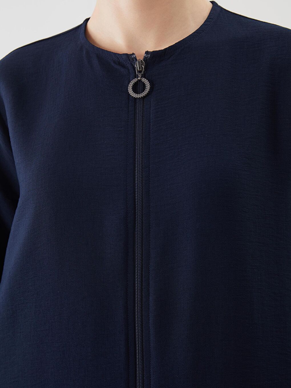 Crew Neck Linen Look Women'S Coat -S5ML30Z8-HPN