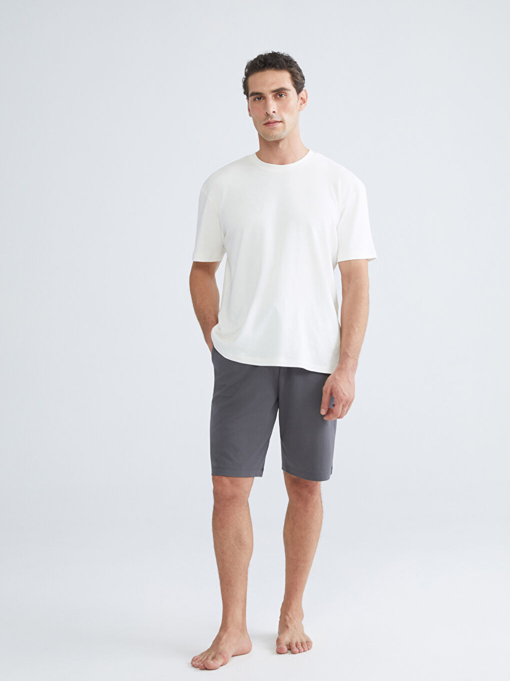 Gri Standart Kalıp Erkek Pijama Alt Şort