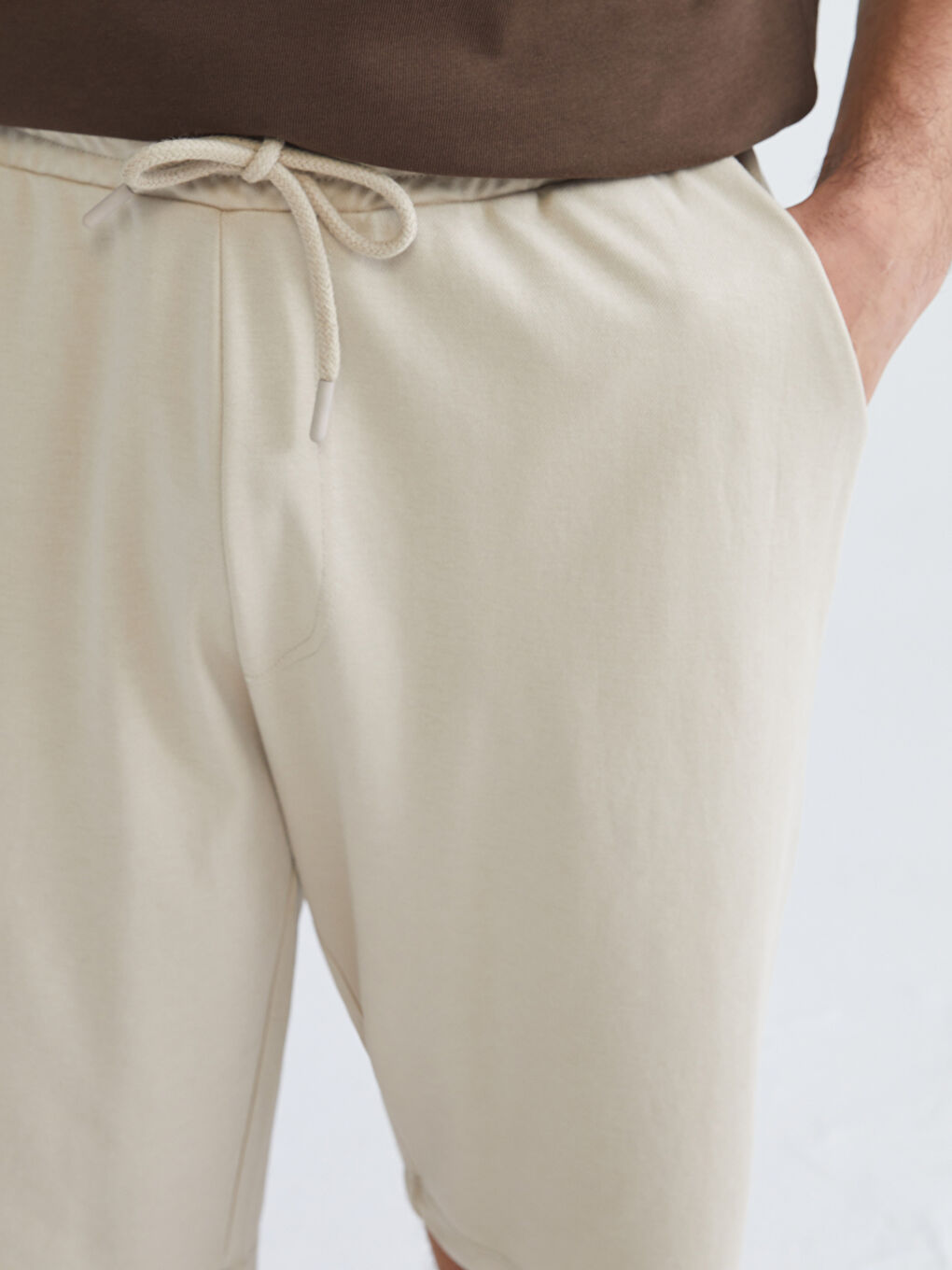 Bej Standart Kalıp Erkek Pijama Alt Şort-2