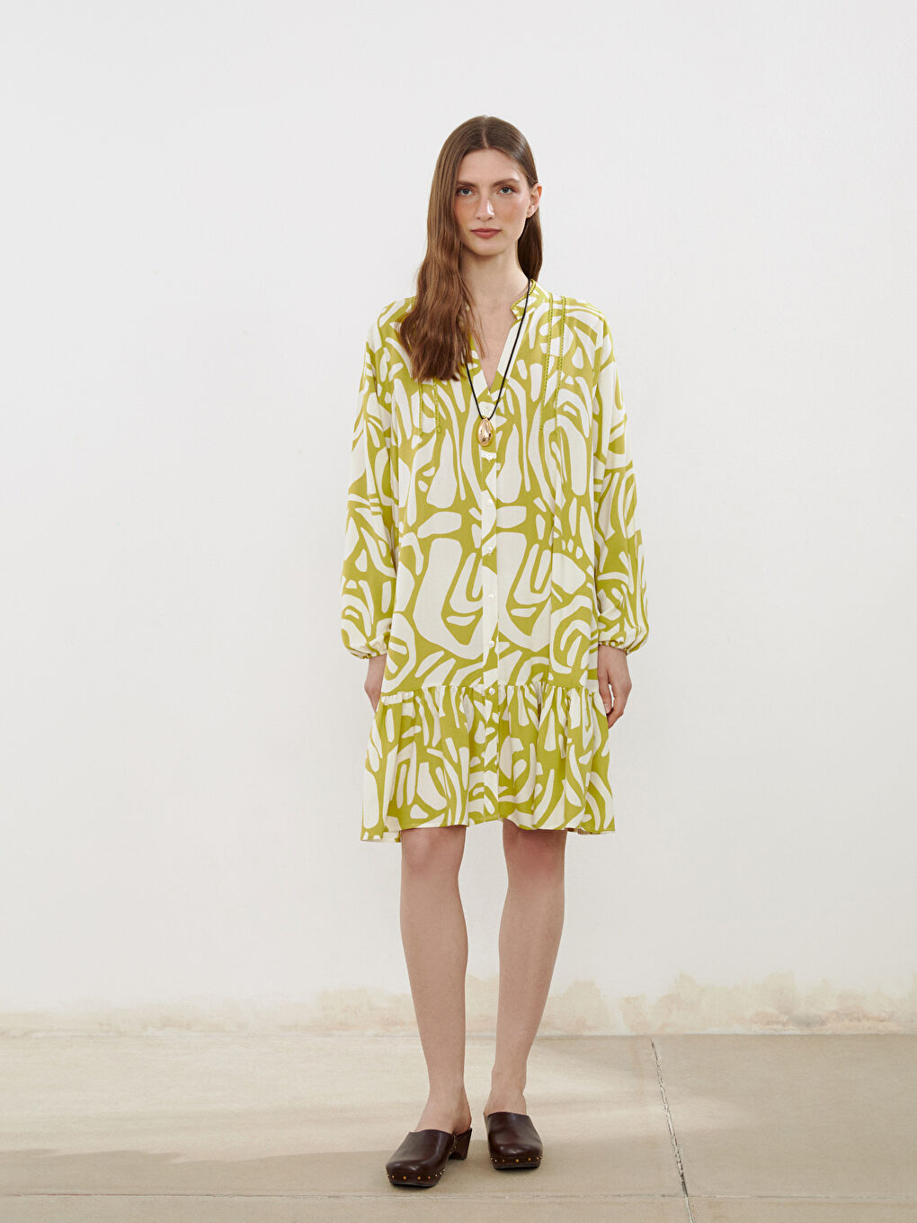Woman GREEN Shirt Dress -S5ML64Z8-LRR