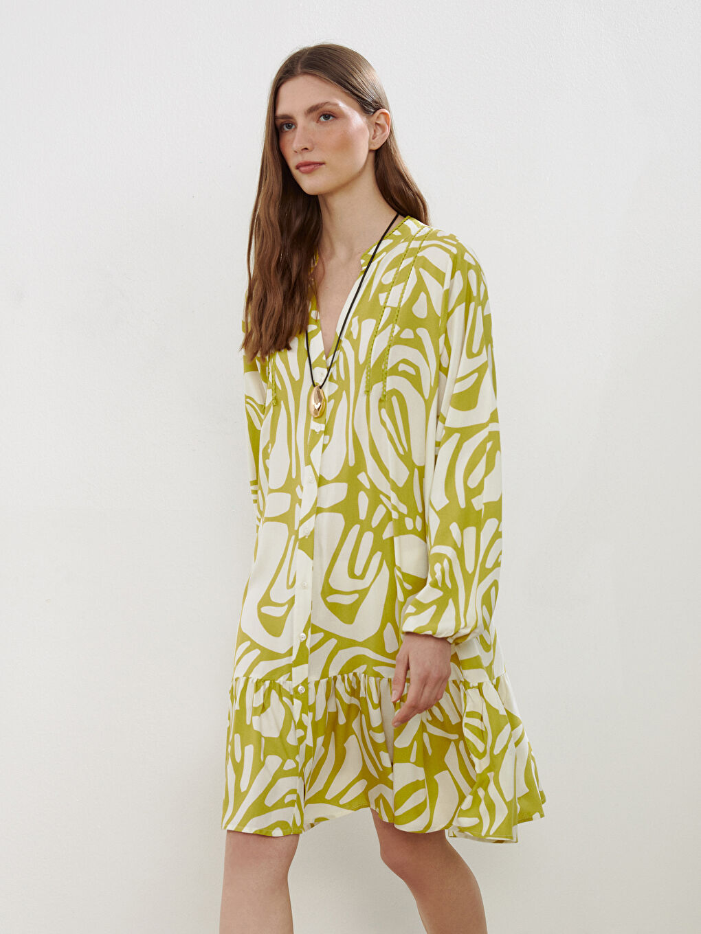 Woman GREEN Shirt Dress -S5ML64Z8-LRR