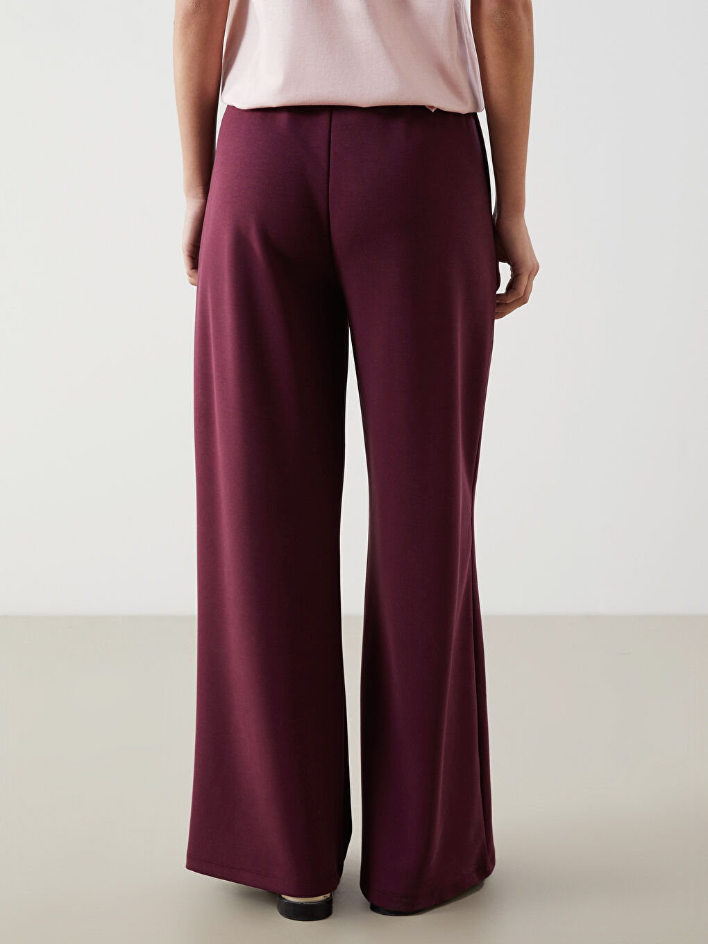 Bordo Beli Lastikli Kadın Eşofman Altı-3