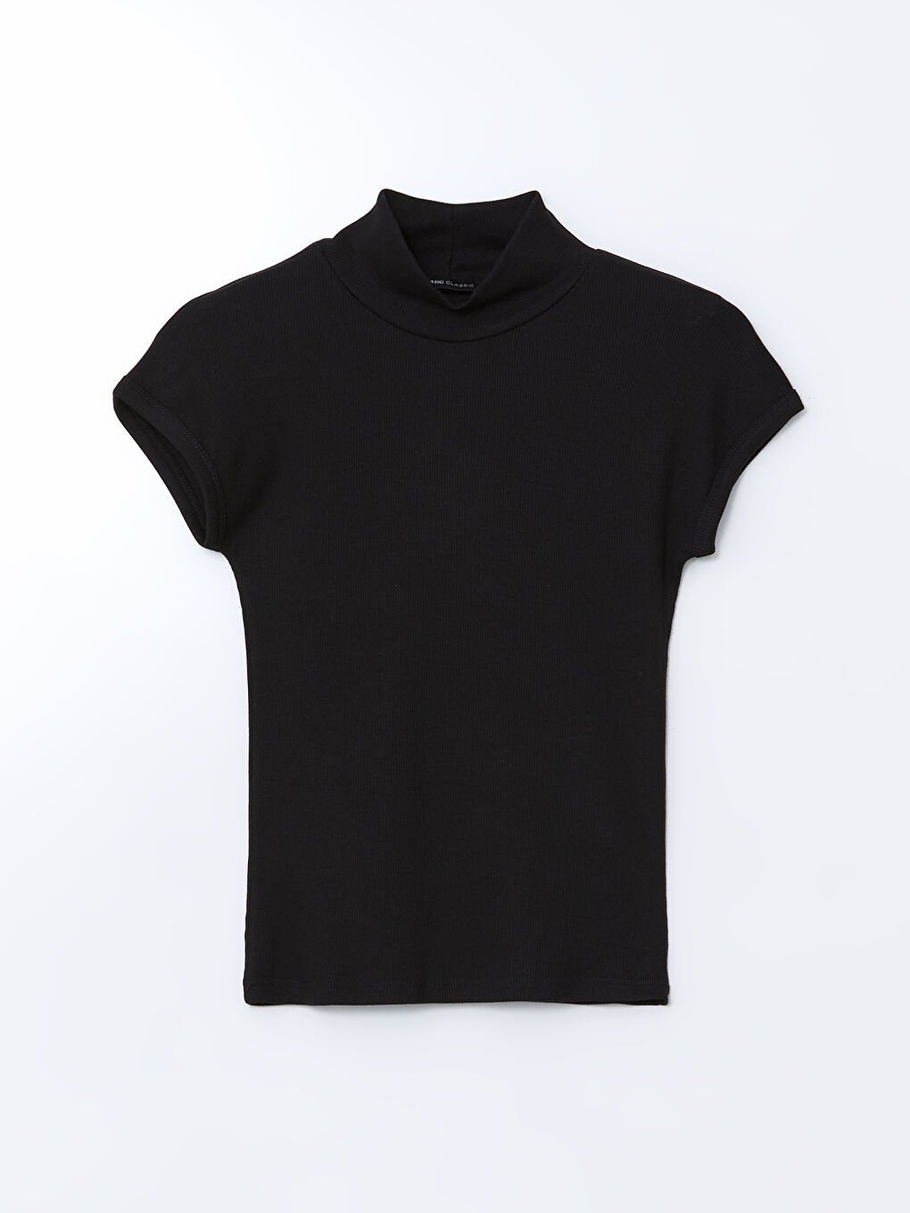 Siyah Dik Yaka Kadın Tişört-4