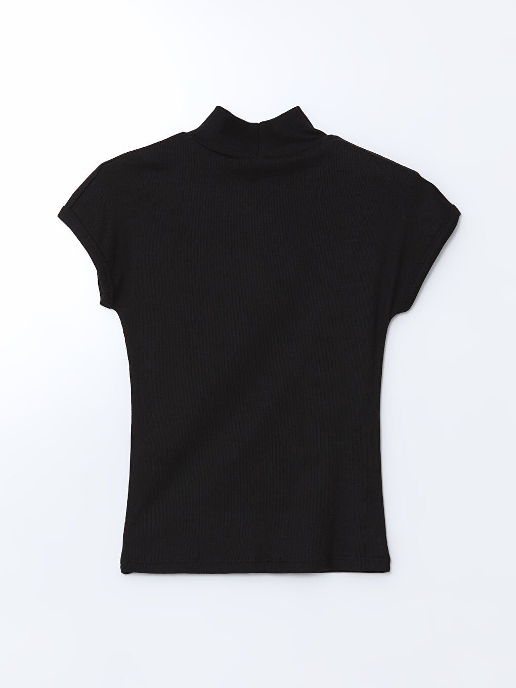Siyah Dik Yaka Kadın Tişört-5
