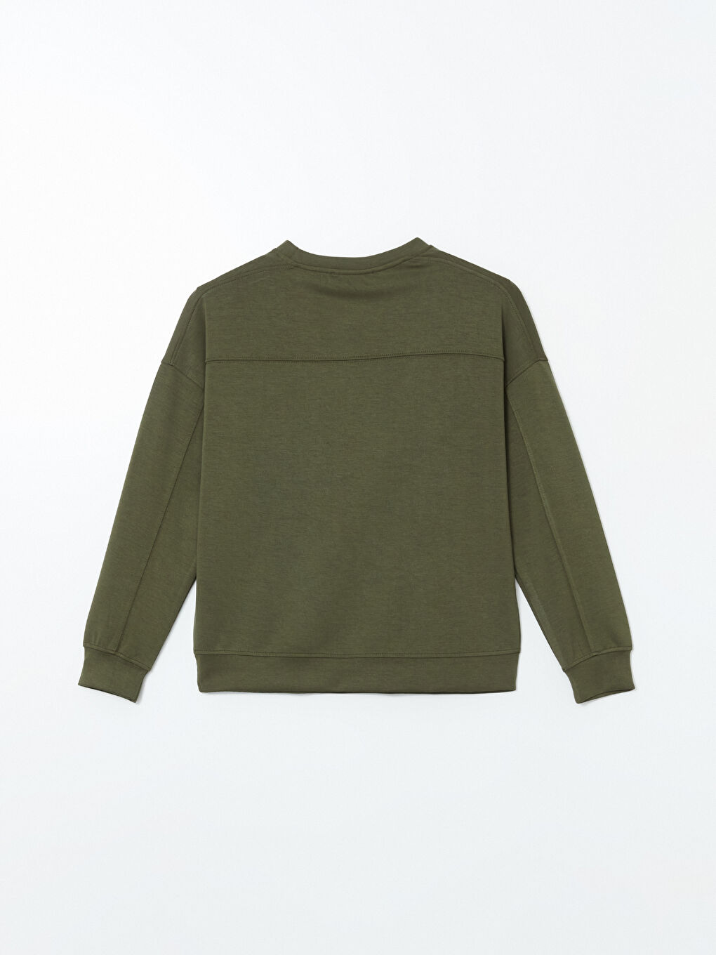 Haki Bisiklet Yaka Oversize Kadın Sweatshirt-5