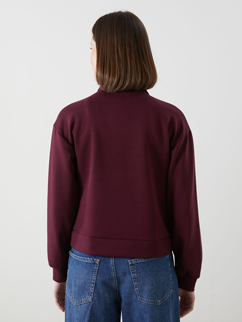 Mürdüm Dik Yaka Kadın Sweatshirt-3