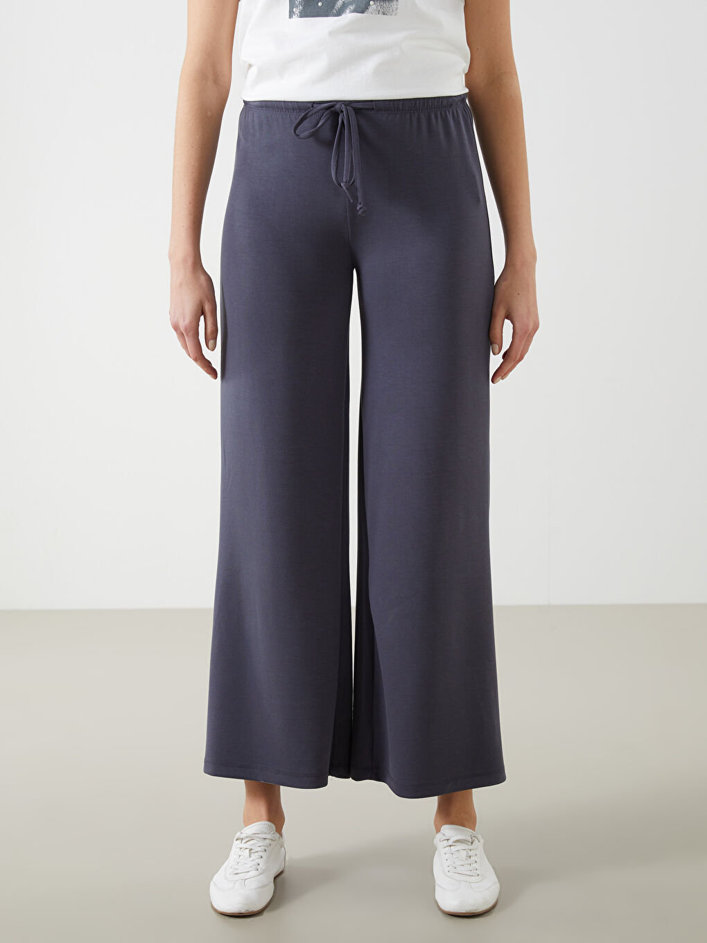 Antrasit Beli Lastikli Kadın Eşofman Altı-1