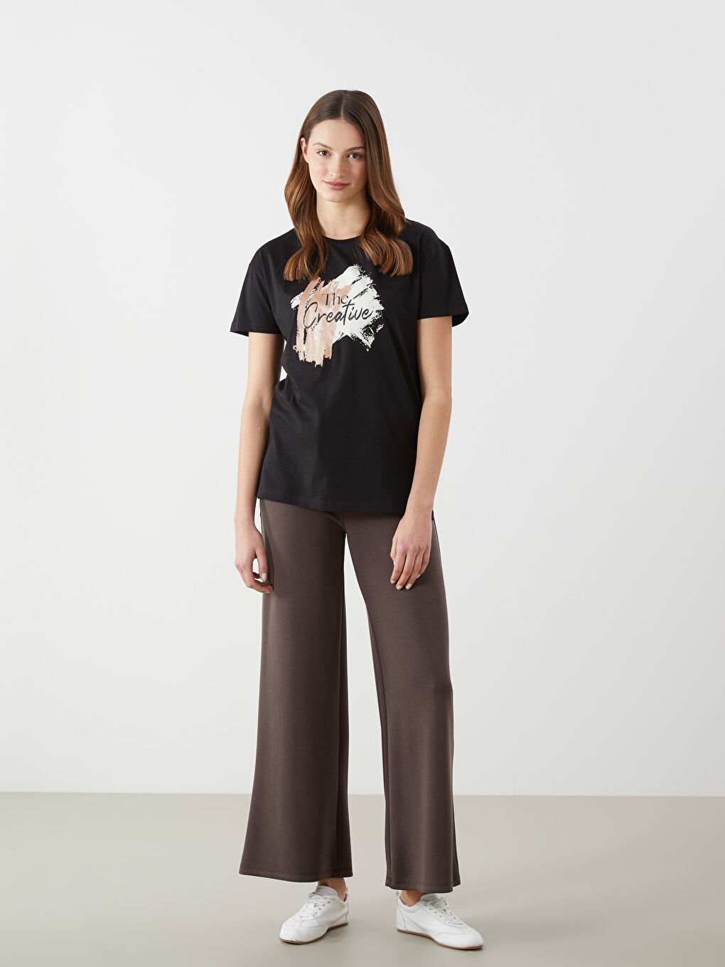 Kahverengi Beli Lastikli Kadın Eşofman Altı