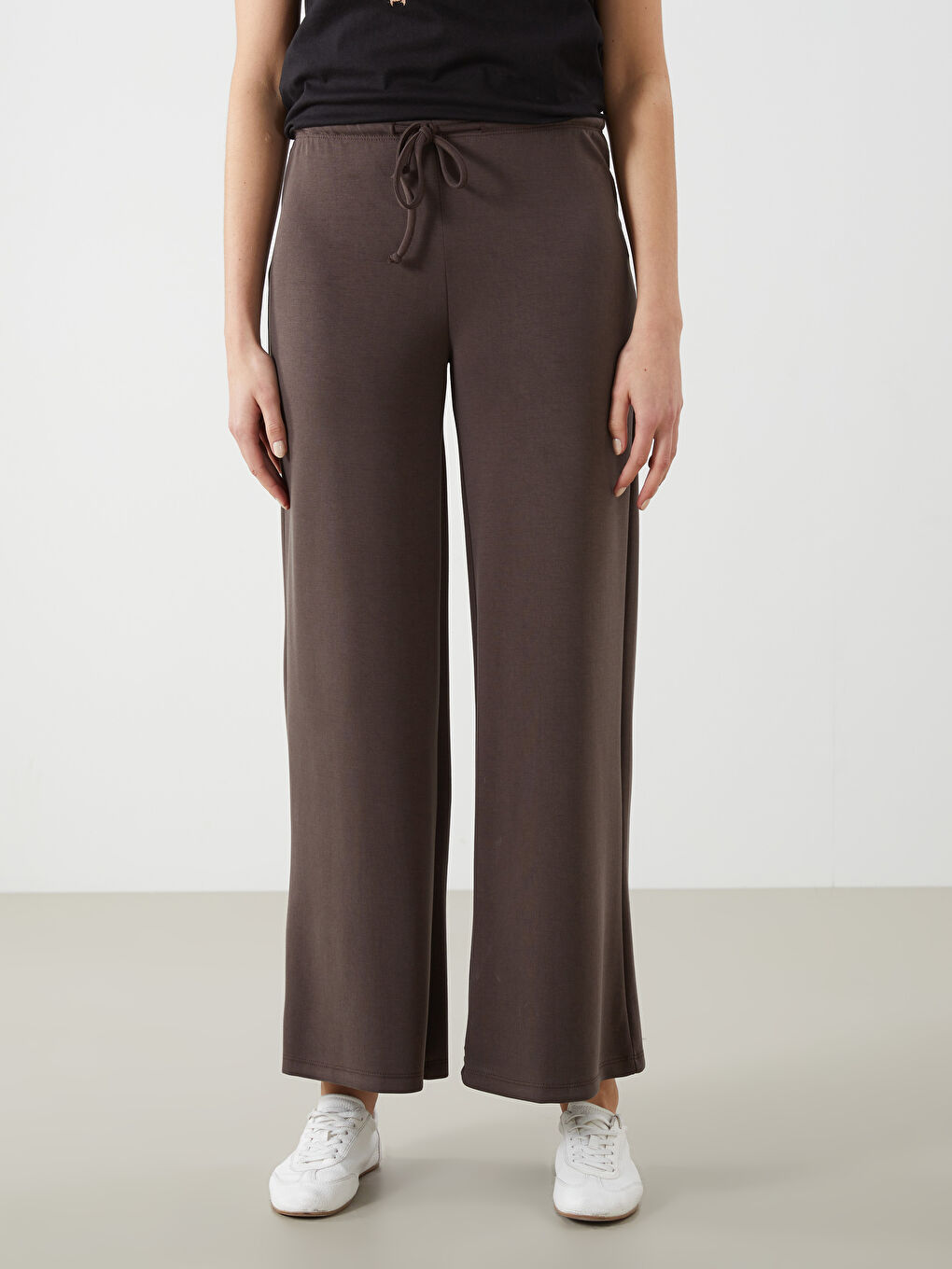 Kahverengi Beli Lastikli Kadın Eşofman Altı-1