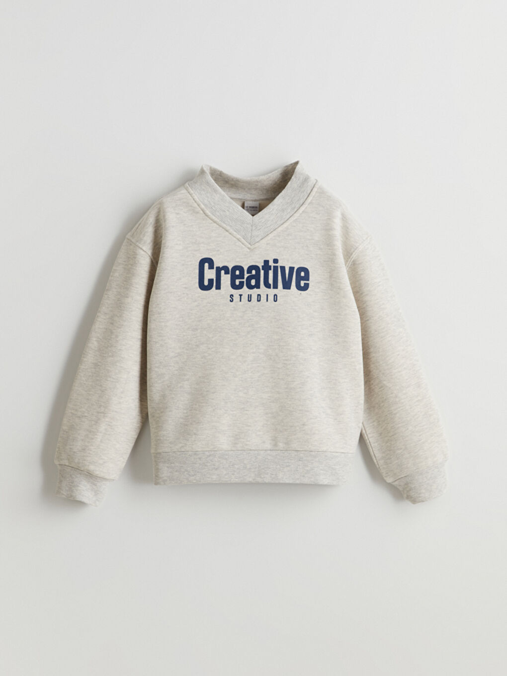 Gri V Yaka Kız Çocuk Sweatshirt