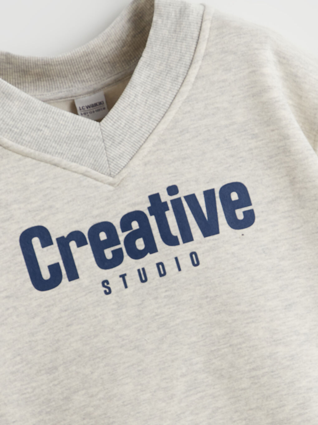 Gri V Yaka Kız Çocuk Sweatshirt-1