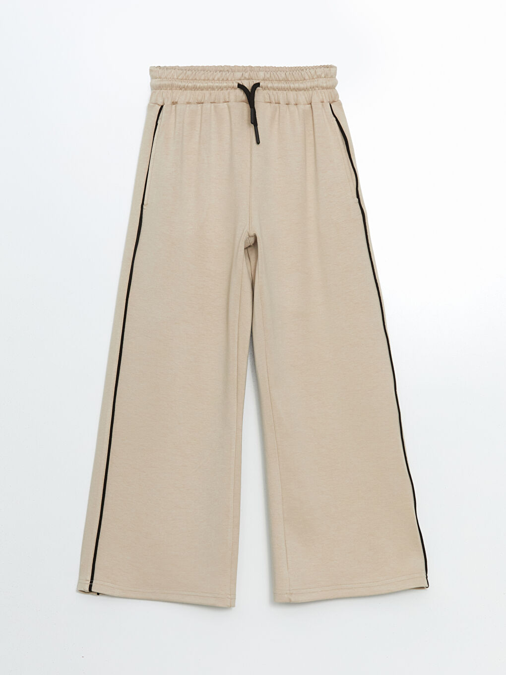 Ekru Beli Lastikli Kız Çocuk Eşofman Altı