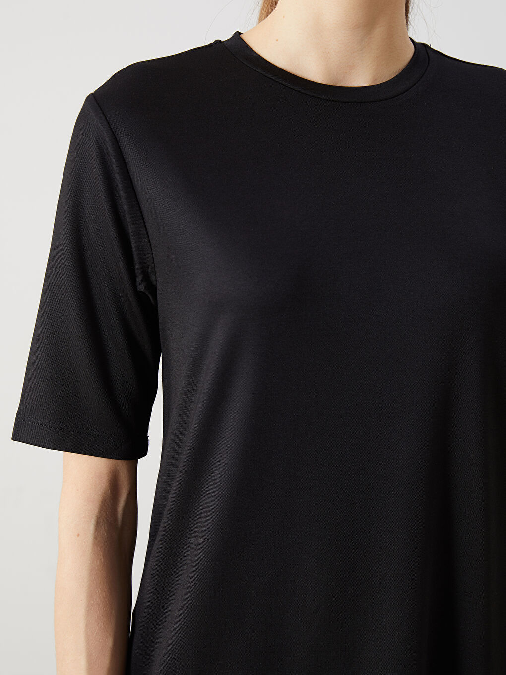 Siyah Bisiklet Yaka Kadın Elbise-2