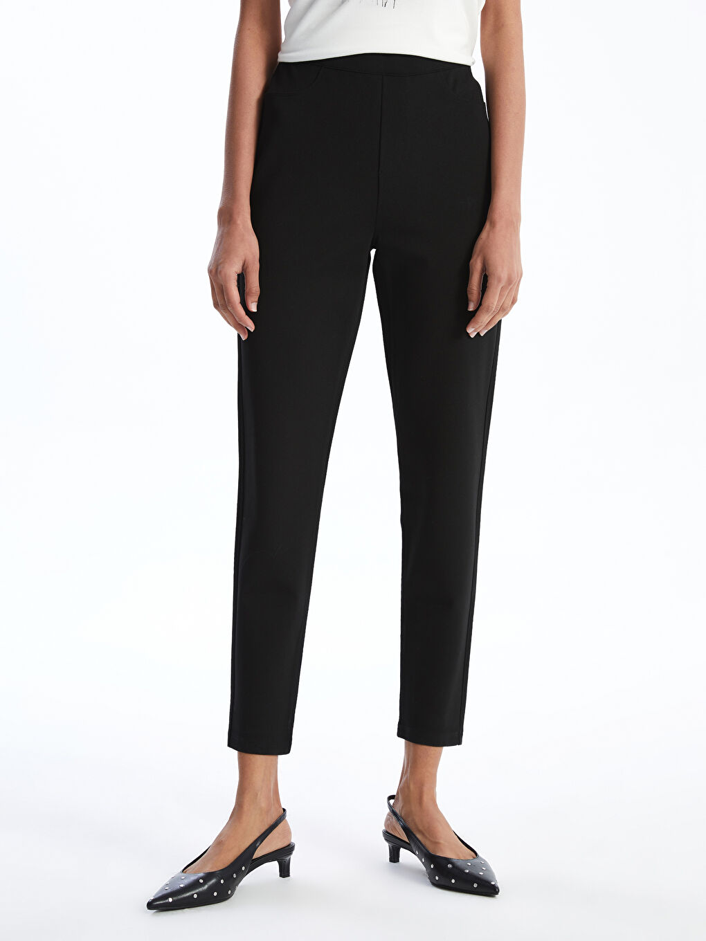Women's Elasticated Waist Cigarette Trousers-1