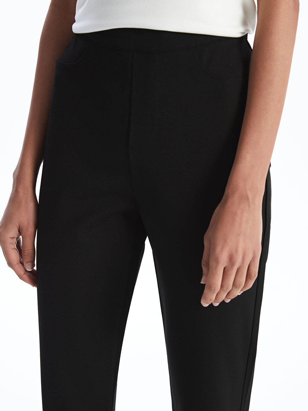 Women's Elasticated Waist Cigarette Trousers-2