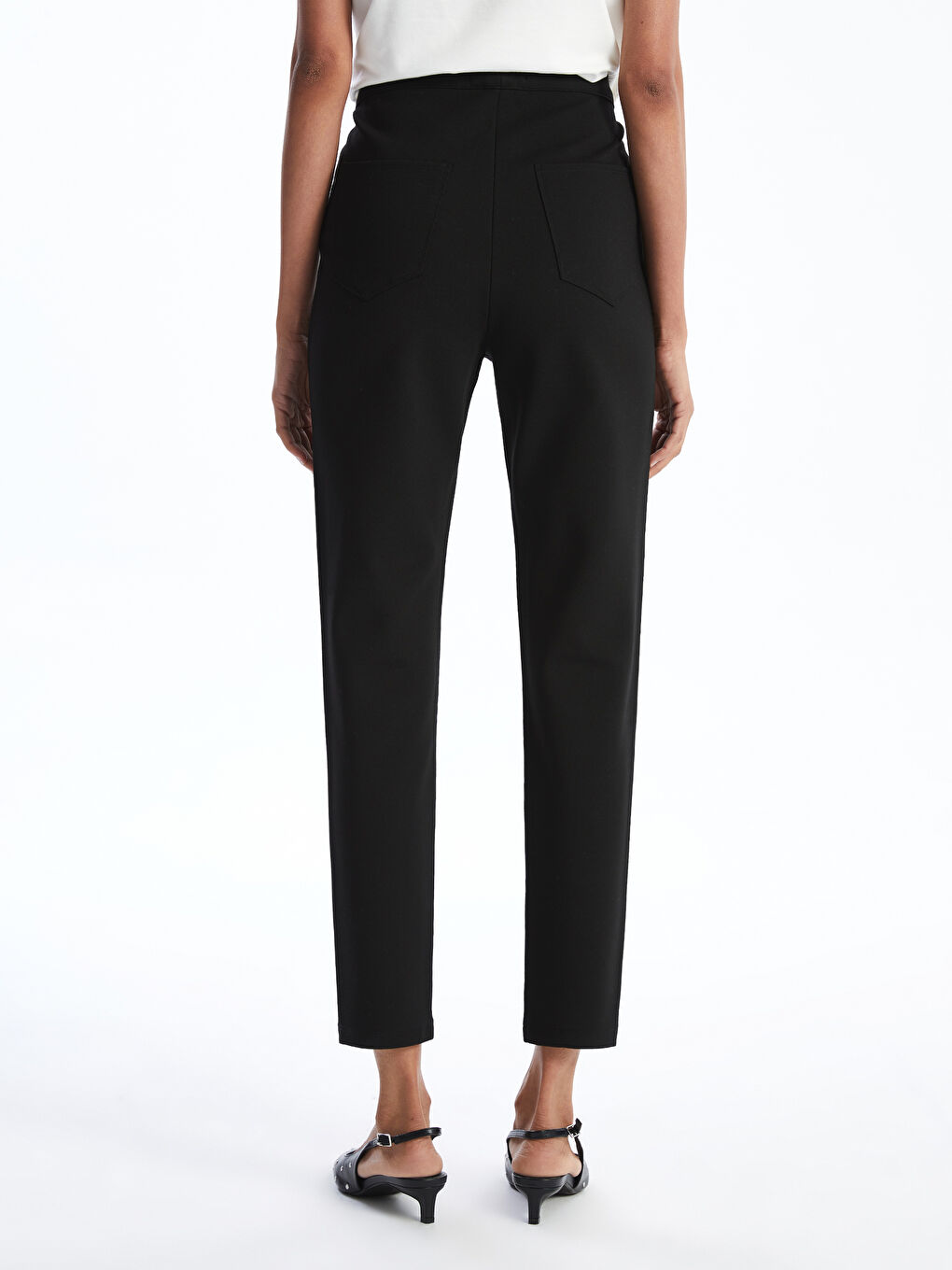 Women's Elasticated Waist Cigarette Trousers-3