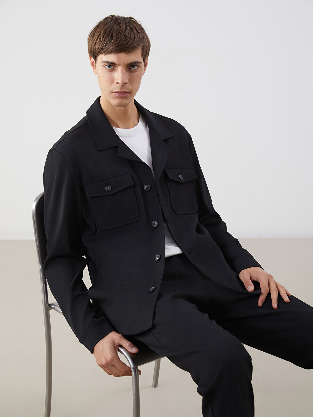 Siyah Standart Kalıp Erkek Blazer Ceket
