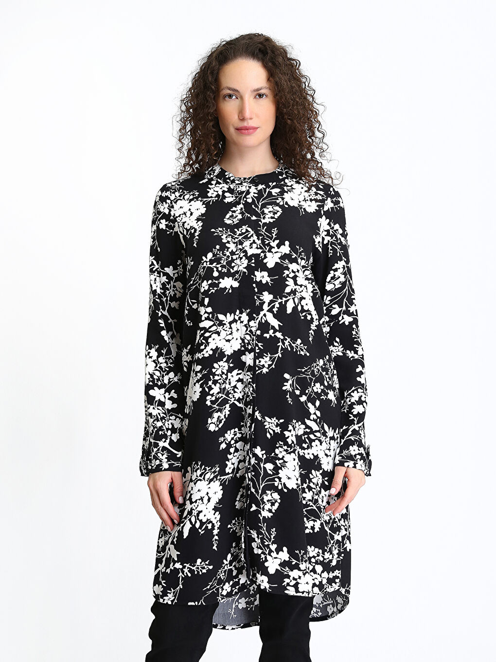 Crew Neck Patterned Women's Shirt Tunic