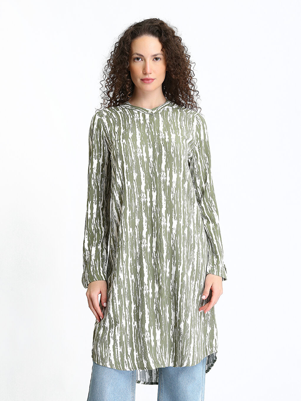 Crew Neck Patterned Women's Shirt Tunic