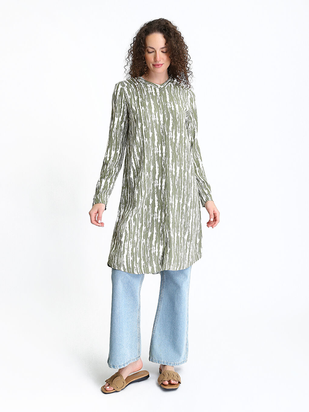 Crew Neck Patterned Women's Shirt Tunic-1