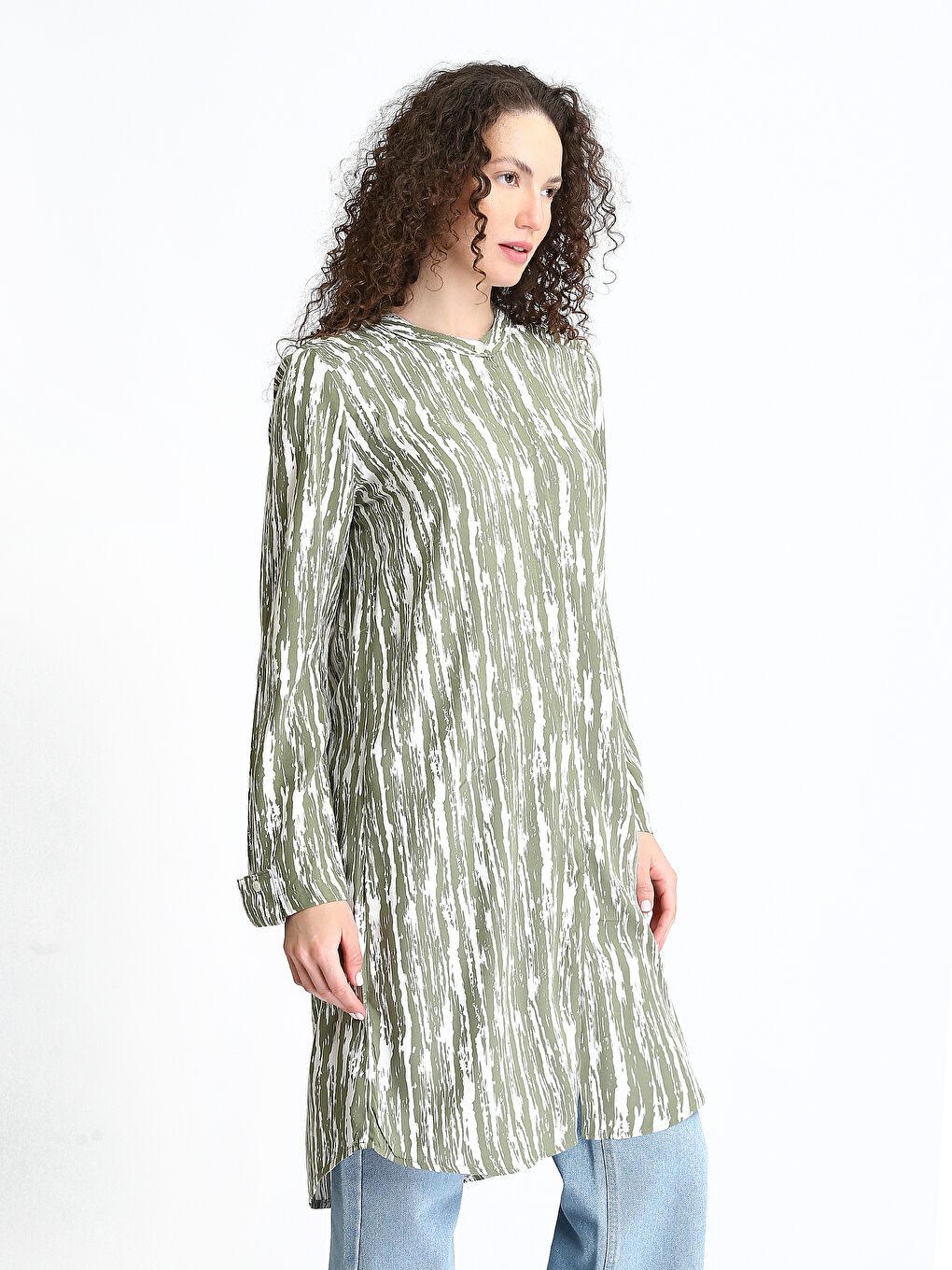 Crew Neck Patterned Women's Shirt Tunic-3