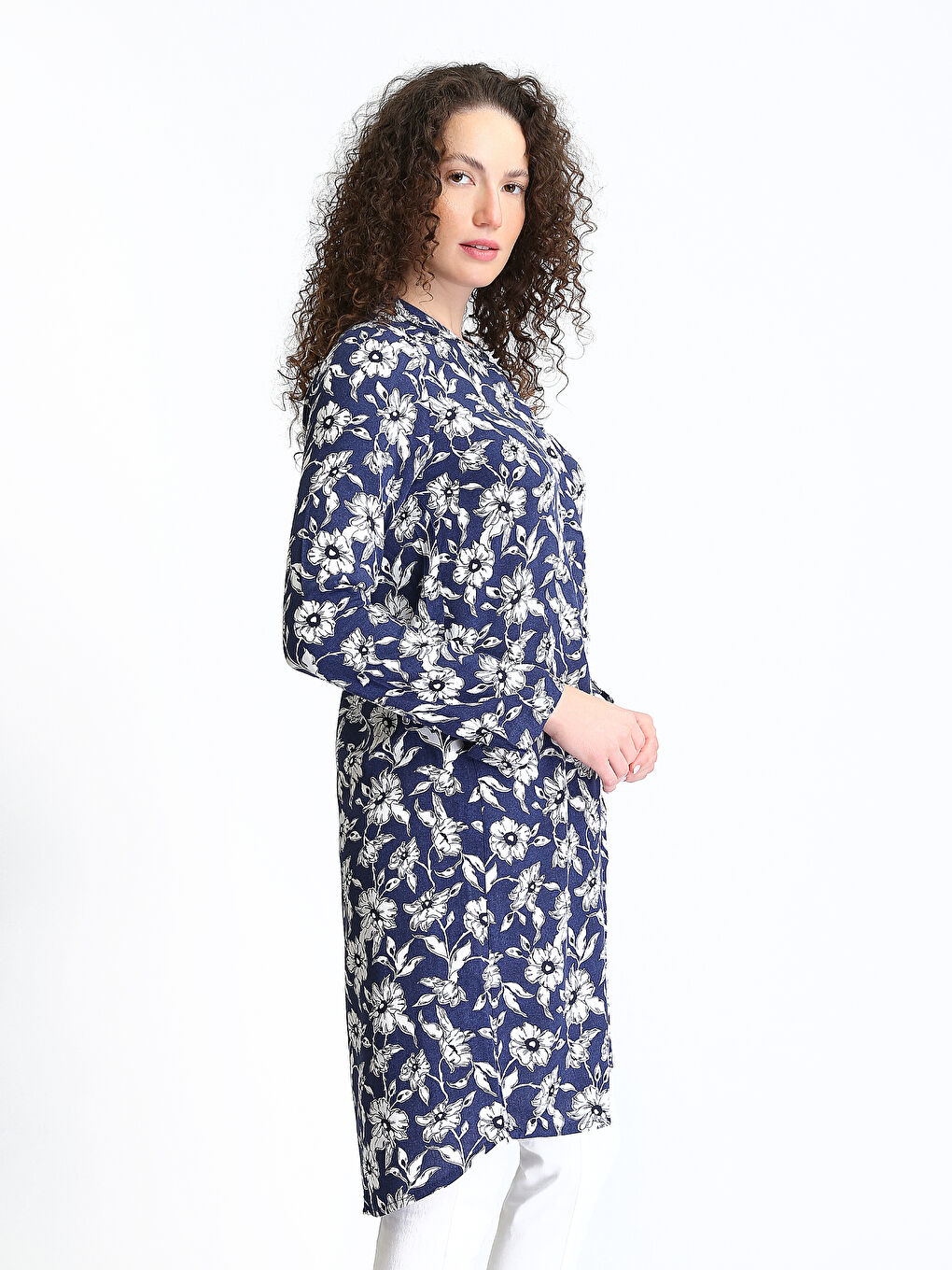Crew Neck Patterned Women's Shirt Tunic-3