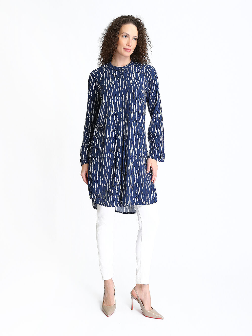 Crew Neck Patterned Women's Shirt Tunic