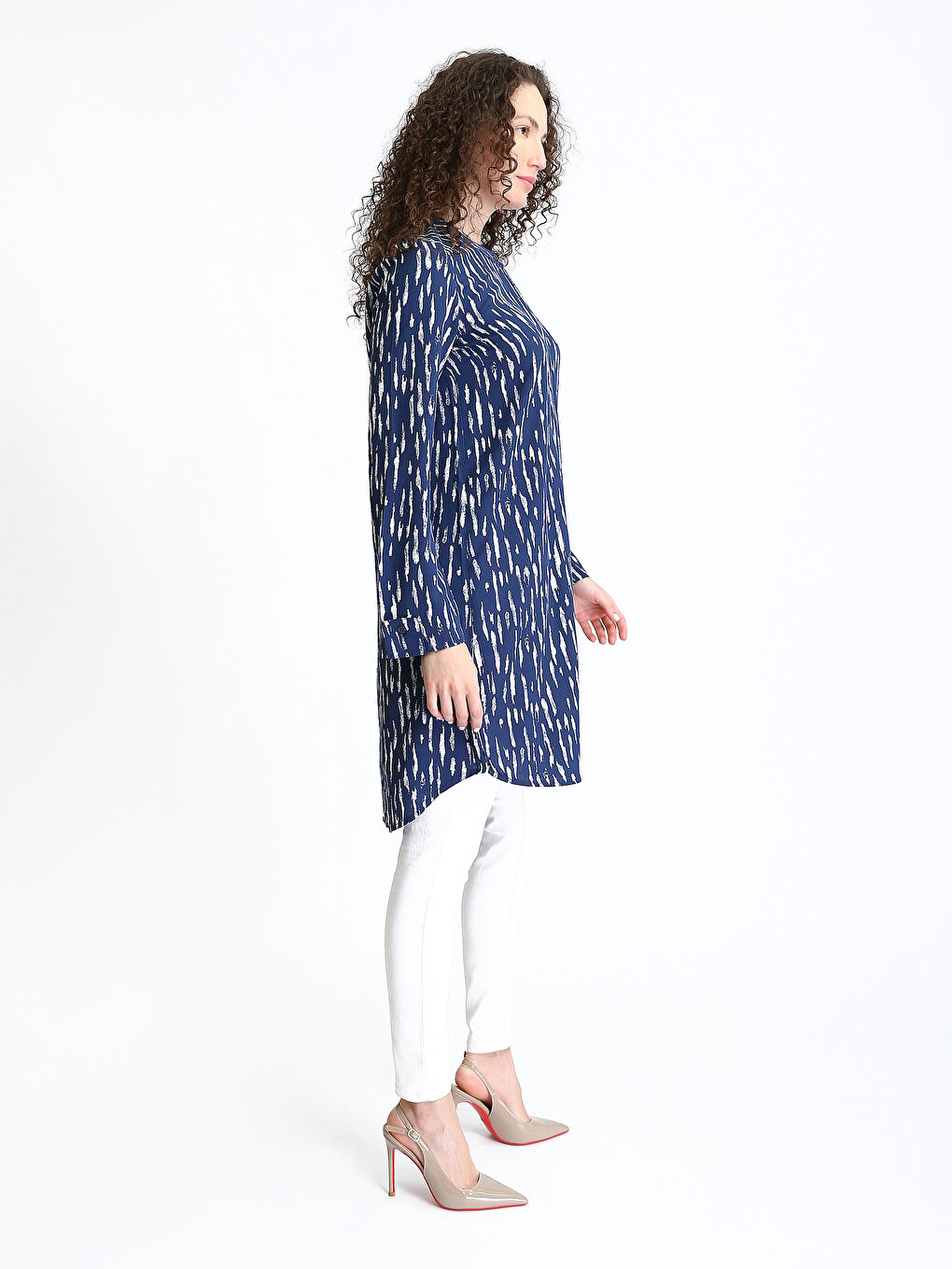 Crew Neck Patterned Women's Shirt Tunic-3