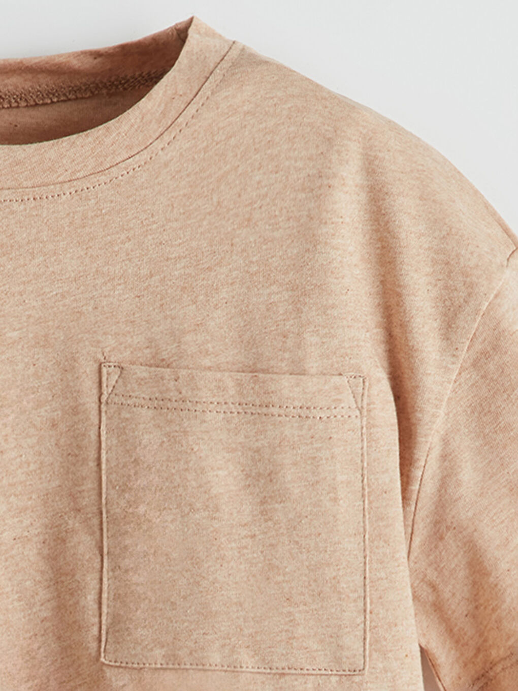 Bej Bisiklet Yaka Basic Erkek Çocuk Tişört-2