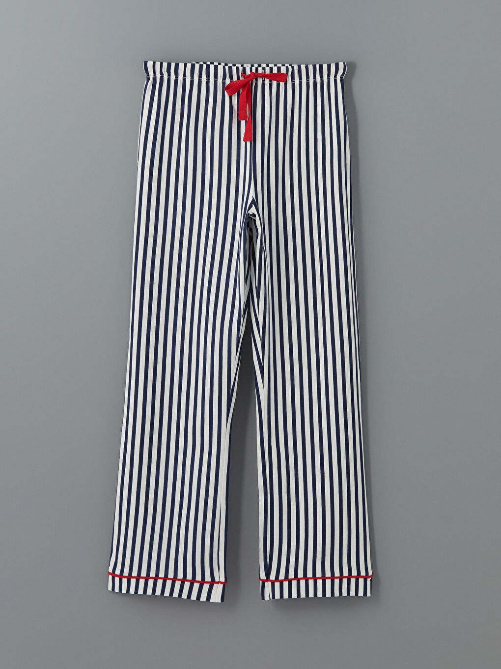 Lacivert Beli Lastikli Çizgili Kadın Pijama Altı