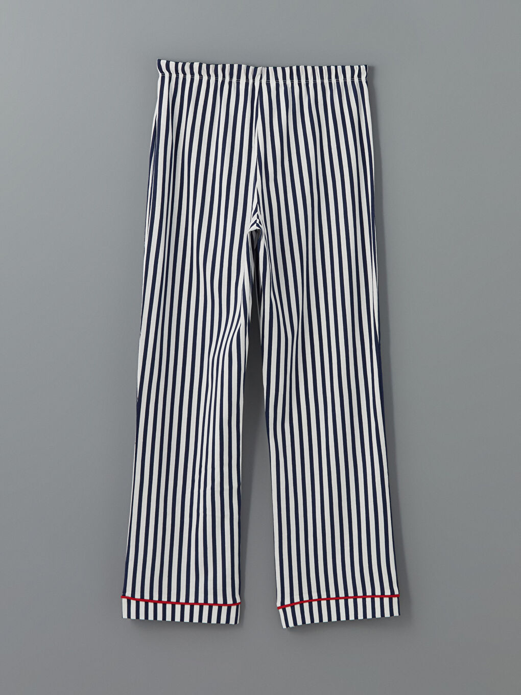 Lacivert Beli Lastikli Çizgili Kadın Pijama Altı-1