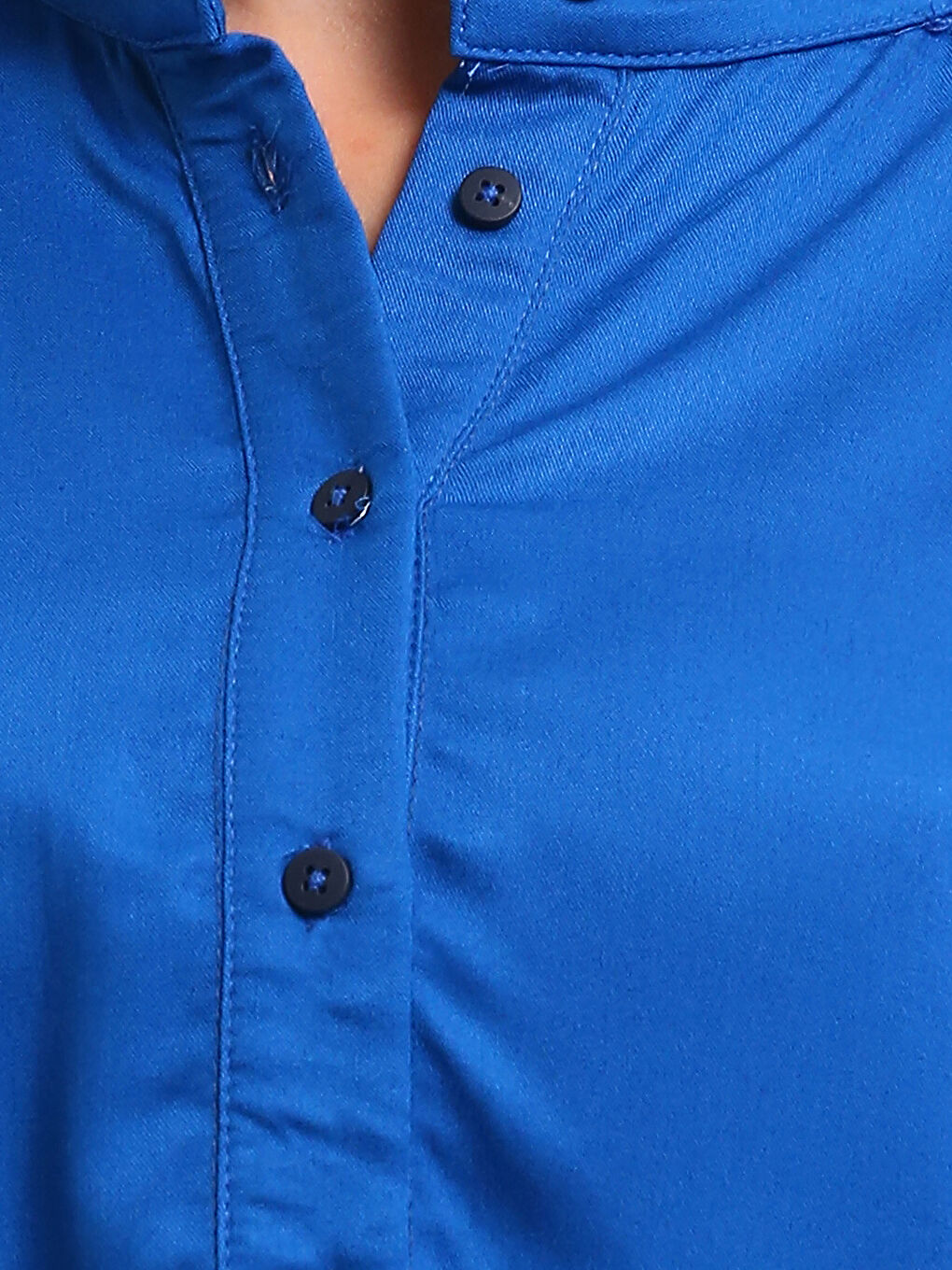 Funnel Neck Plain Long Sleeve Oversize Women's Tunic-2