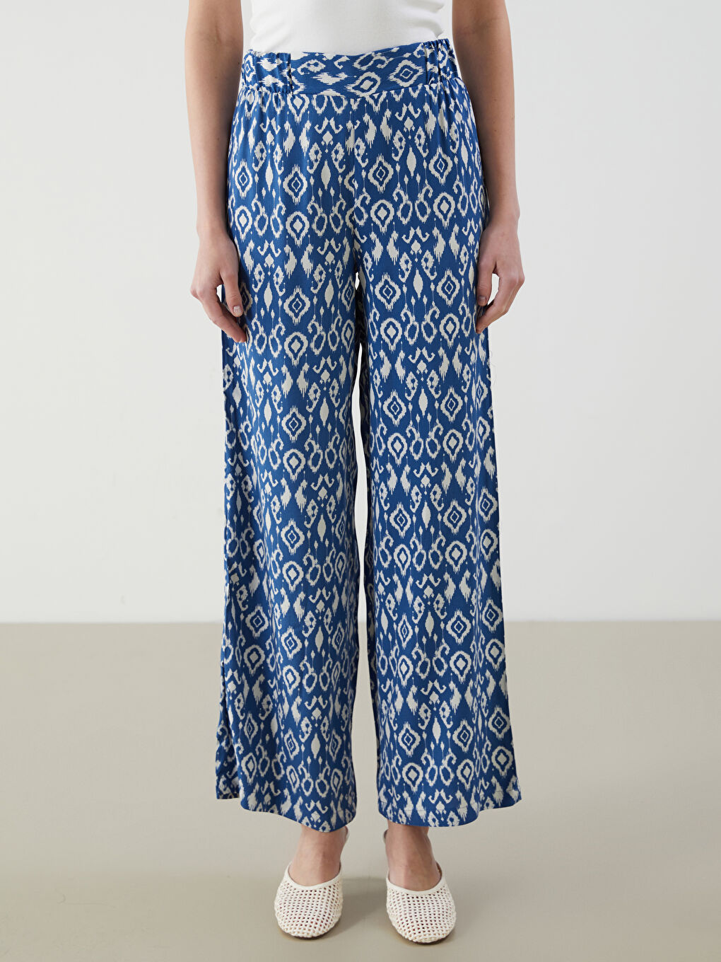 Elasticated Waist Patterned Women's Trousers -S5MN31Z8-LQQ