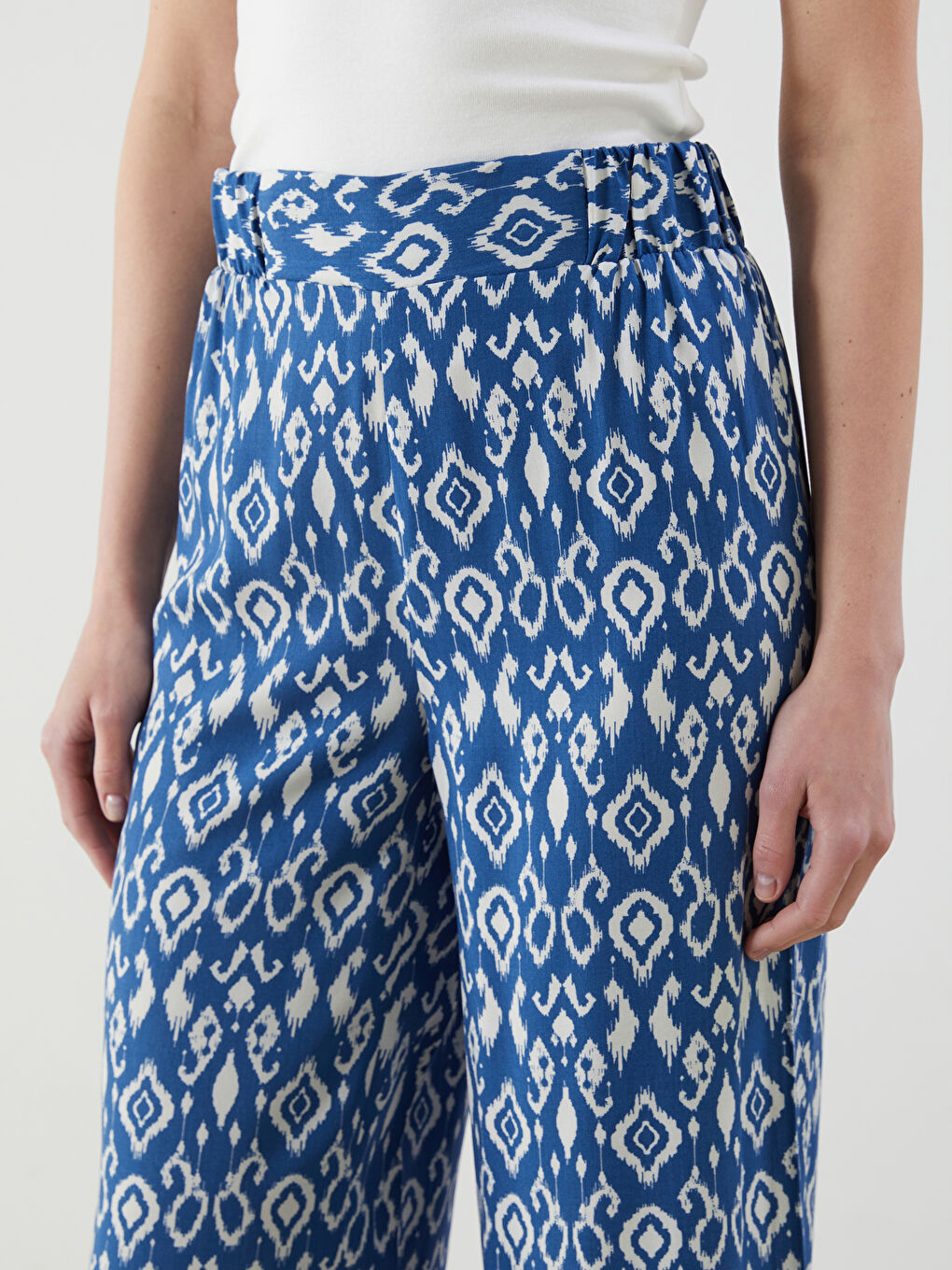 Elasticated Waist Patterned Women's Trousers -S5MN31Z8-LQQ