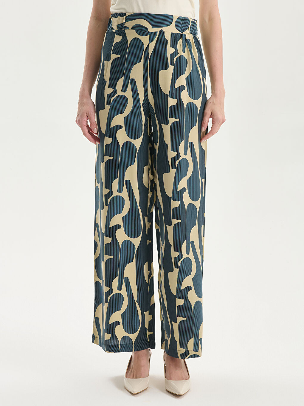 Elasticated Waist Patterned Women's Trousers -S5MN31Z8-LRA