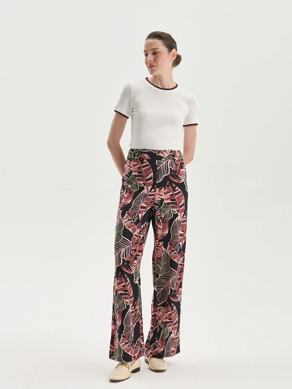 Elasticated Waist Floral Women's Trousers -S5MN31Z8-LRJ