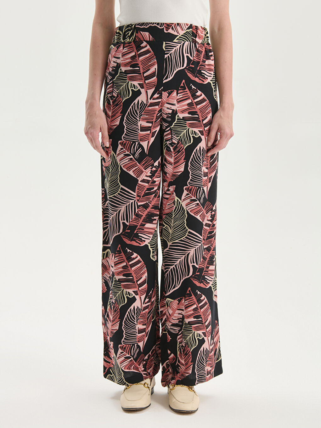 Elasticated Waist Floral Women's Trousers -S5MN31Z8-LRJ