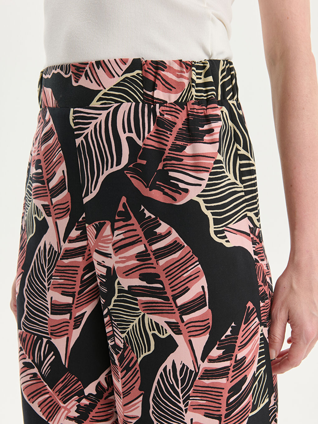 Elasticated Waist Floral Women's Trousers -S5MN31Z8-LRJ